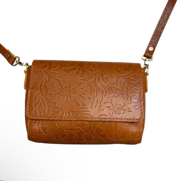 Portland leather metro mini embossed leathe crossbody bag embossed brown leather - Picture 4 of 10